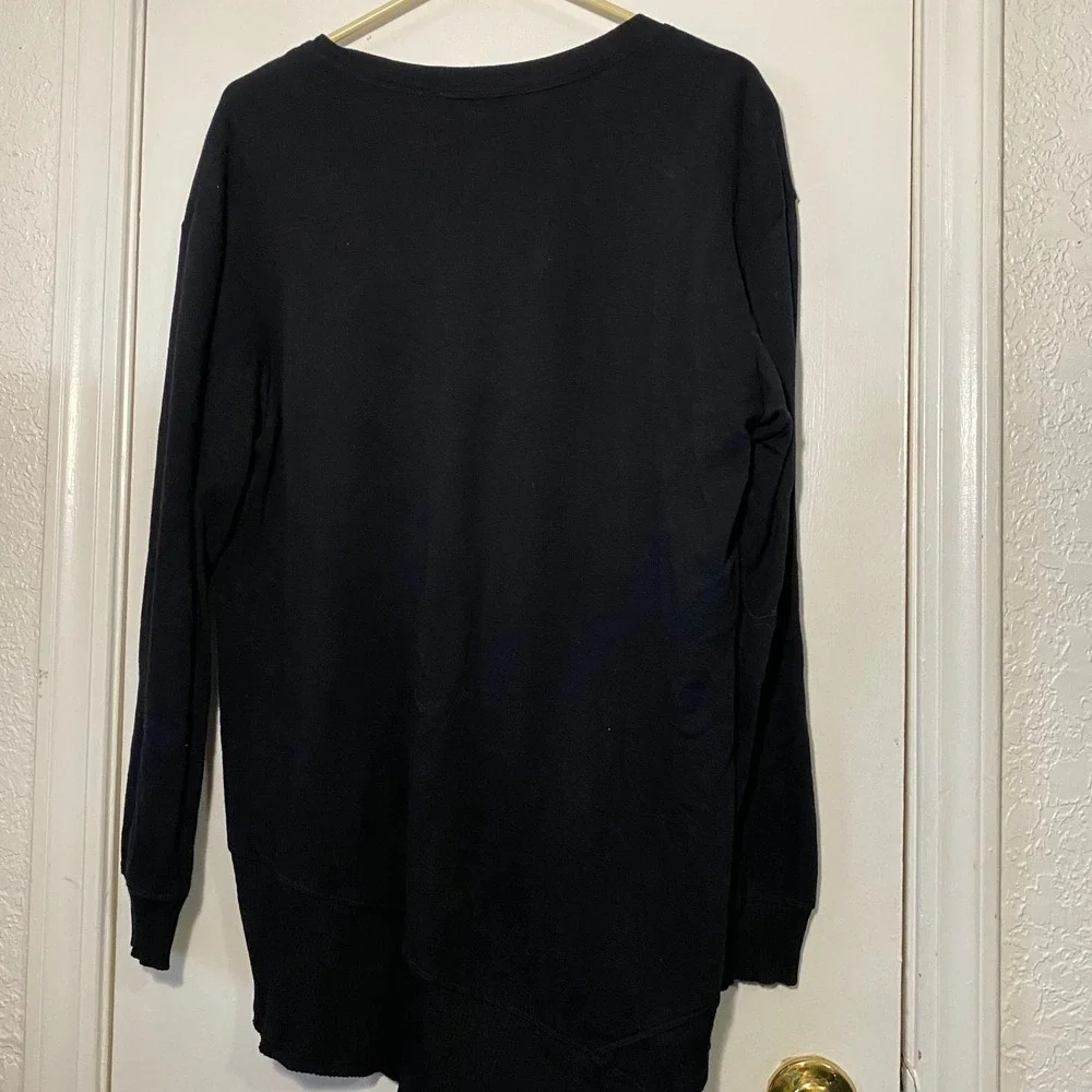 Wilt Black Long Sleeve S Small V Neck Asymmetric Hem Sweatshirt Top‎